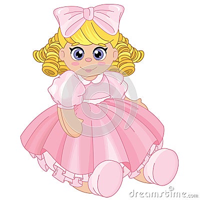 Beautiful baby doll with blond hair Vector Illustration