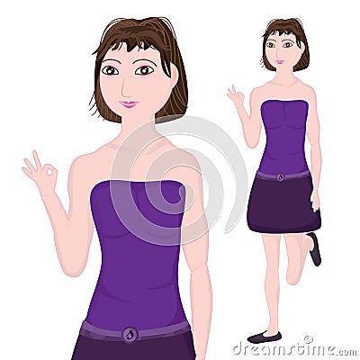 Girl cute ok elegance Vector Illustration