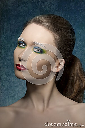 Girl with cute strange make-up Stock Photo