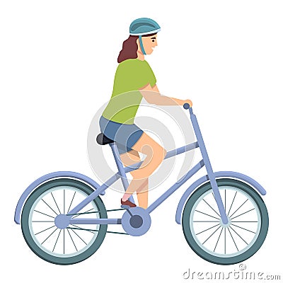 Girl cyclist icon cartoon vector. Bicycle helmet Vector Illustration