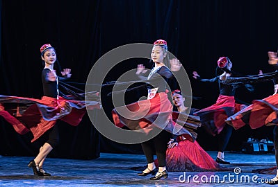 Girl Of Daban Town 5-Uygur Dance-Graduation Show of Dance Departmen Editorial Stock Photo