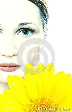 Girl with daisy Stock Photo