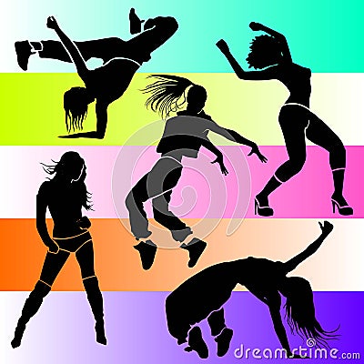 Girl dancer athletic club clubbers clubbing Vector Illustration