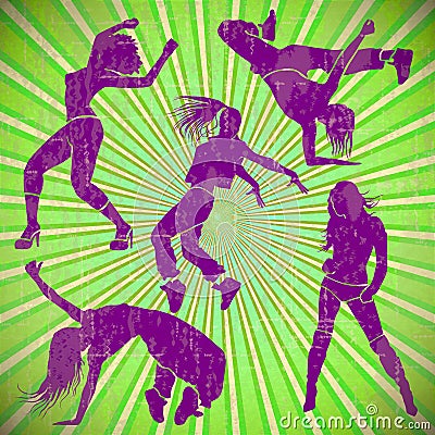 Girl dancer athletic club clubbers clubbing Vector Illustration