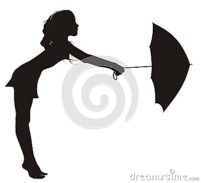 Girl dancing with umbrella Vector Illustration