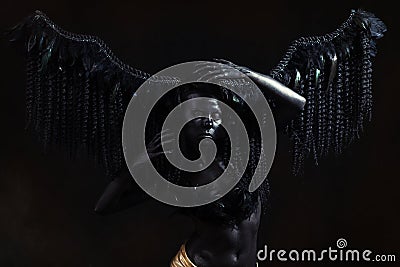 The girl is a dark angel Stock Photo