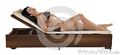 Girl on deckchair isolated Vector Illustration