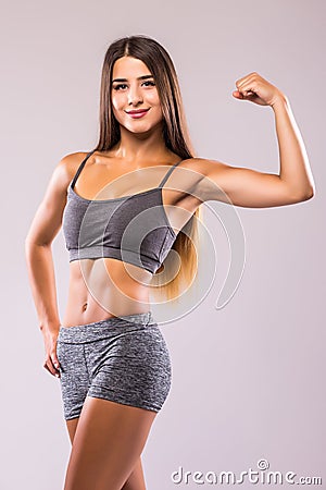 girl demonstrate power in hands Stock Photo