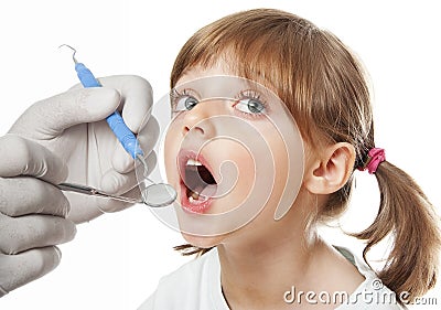 girl at the dentist Stock Photo