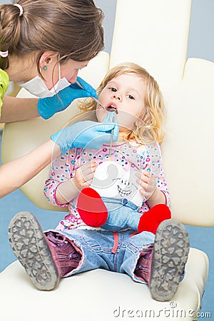 Girl at the dentist Stock Photo