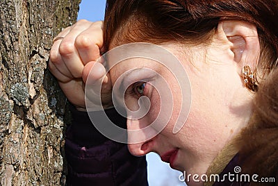 Girl in despair Stock Photo