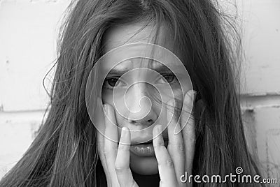 A Girl In Despair Stock Photo