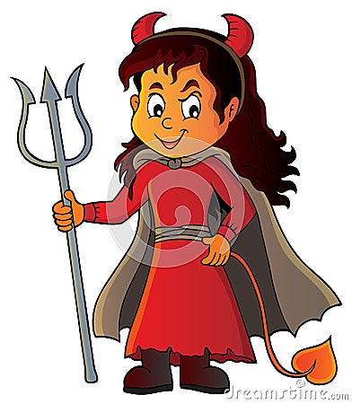 Girl in devil costume image 1 Vector Illustration