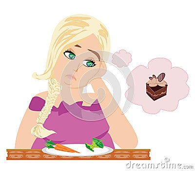 Girl on a diet Vector Illustration