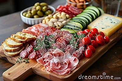 Girl dinner - The essence of it is simplified dinners, including plates of appetizers. Stock Photo