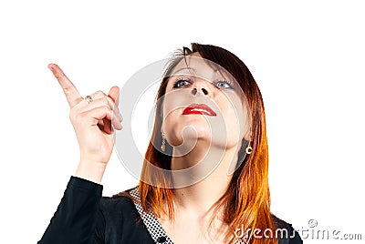 Girl directs the finger isolated Stock Photo