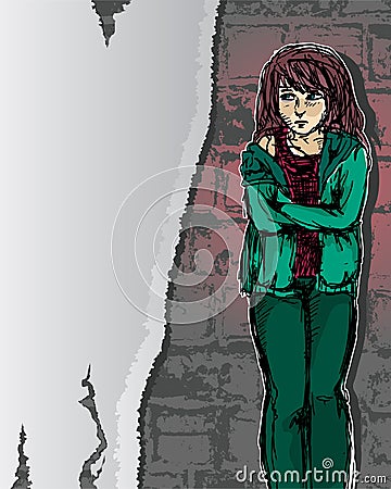 Girl in distress Vector Illustration