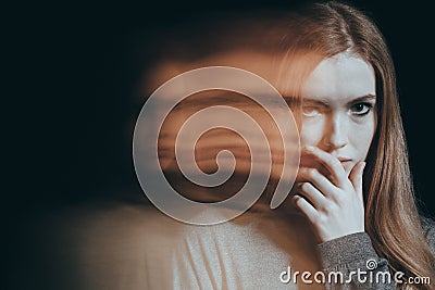 Girl with a distrustful look Stock Photo