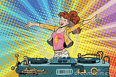 Girl DJ club party youth lifestyle Vector Illustration