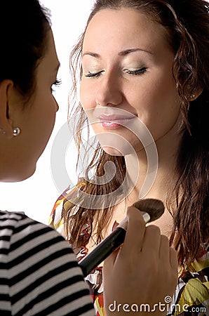 the girl do a make-up Stock Photo