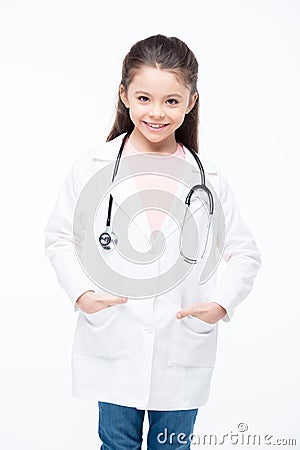 Girl in doctor costume Stock Photo