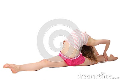 Girl does gymnastic exercise Stock Photo