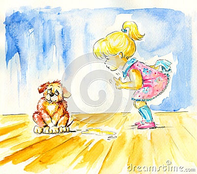 Girl and dog Stock Photo