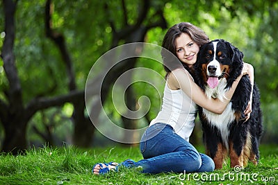 Girl with dog Stock Photo