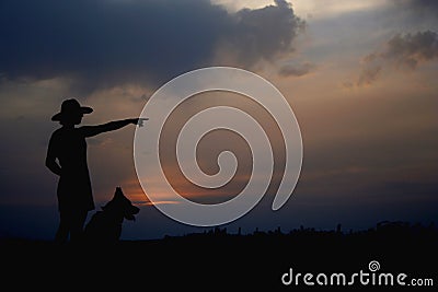 Girl and a dog Stock Photo