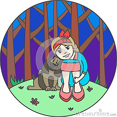 The girl with a dog. Stock Photo