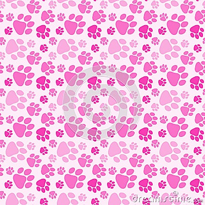 Girl Dog Paw Prints Seamless Background Stock Photo