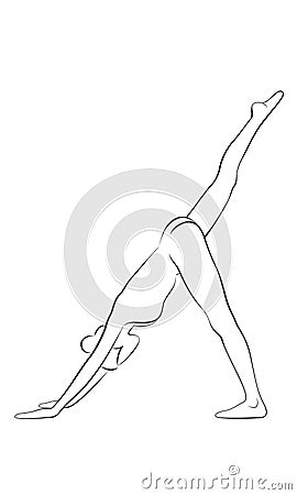 A girl doing Downward Dog pose of yoga Stock Photo
