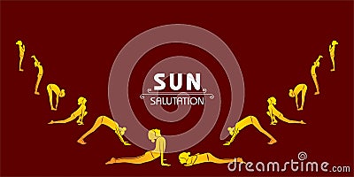 A Girl doing Sun Salutation for International Yoga Day observed on 21st June Vector Illustration