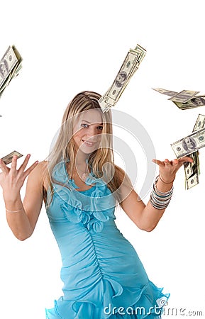 Girl with dollars Stock Photo