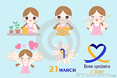 Girl with down syndrome Vector Illustration