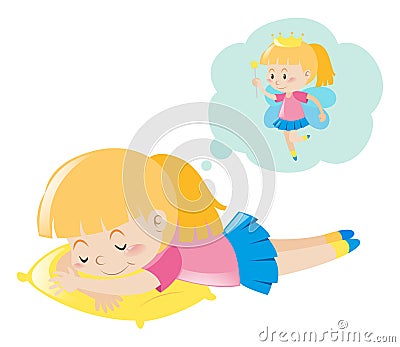 Girl dreaming of being fairy Vector Illustration