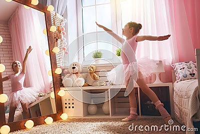 Girl dreams of becoming a ballerina Stock Photo