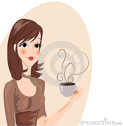 Girl drinking Coffee Vector Illustration