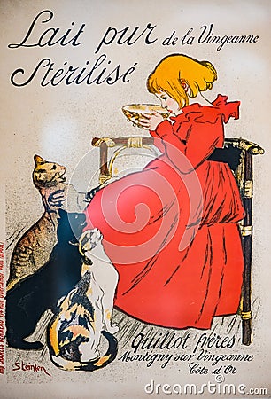 Vintage french magazine cover girl and cats Stock Photo