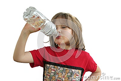 Girl Drinking Refreshing Water Stock Photo