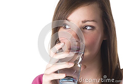 Girl drinking water. Stock Photo