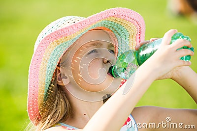 Girl drinking water Stock Photo