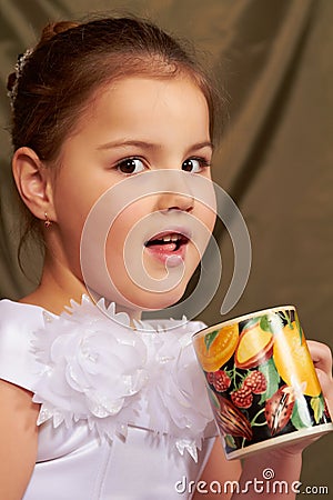 Girl drinks. Stock Photo