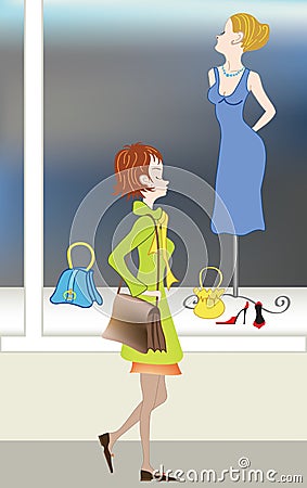 Girl and dummy Vector Illustration