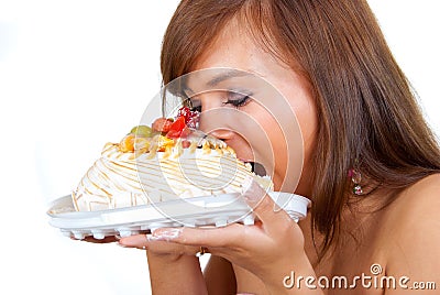 Girl eat cake Stock Photo