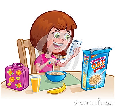 Girl Eating Cereal Stock Photo