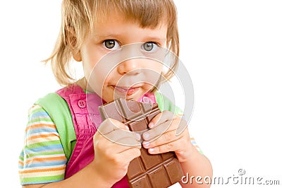 The girl eats chocolate Stock Photo