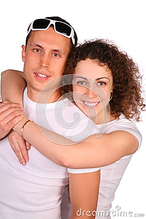 Girl embraces young man Stock Photo