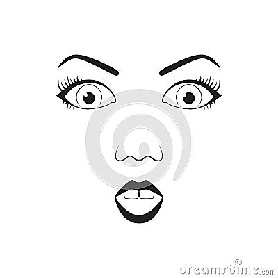 Girl emotion face cartoon vector illustration Vector Illustration