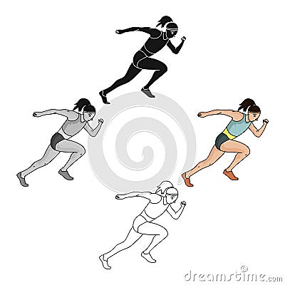 The girl is engaged in athletics.The Olympics in athletics.Olympic sports single icon in cartoon,black style vector Vector Illustration